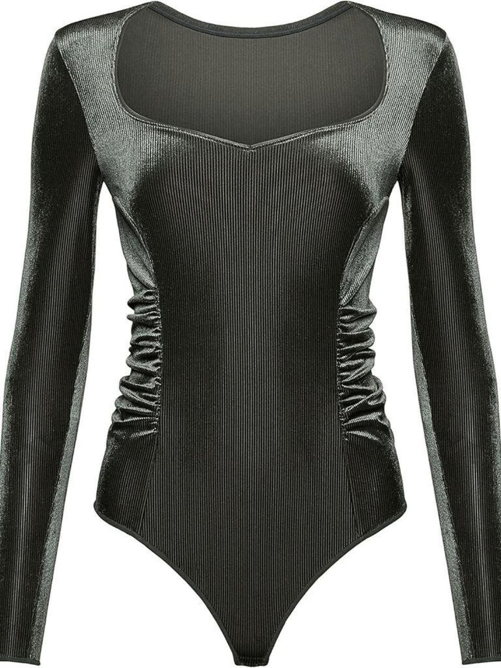 Wolford Esmeralda Metallic Olive Green Long Sleeve Bodysuit